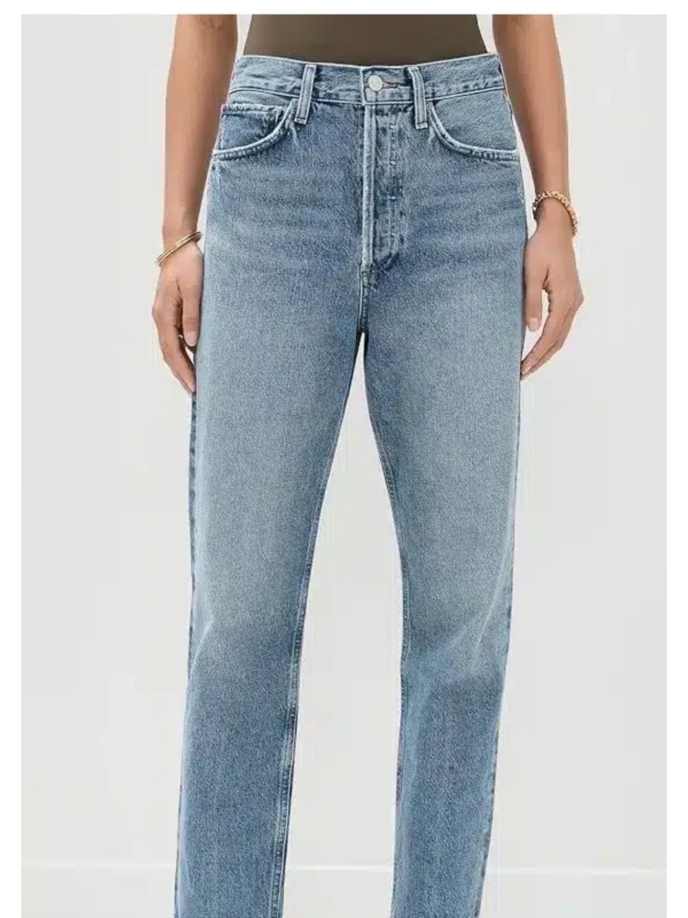 Agolde Classic High-Rise Straight Leg Jeans - Light Blue